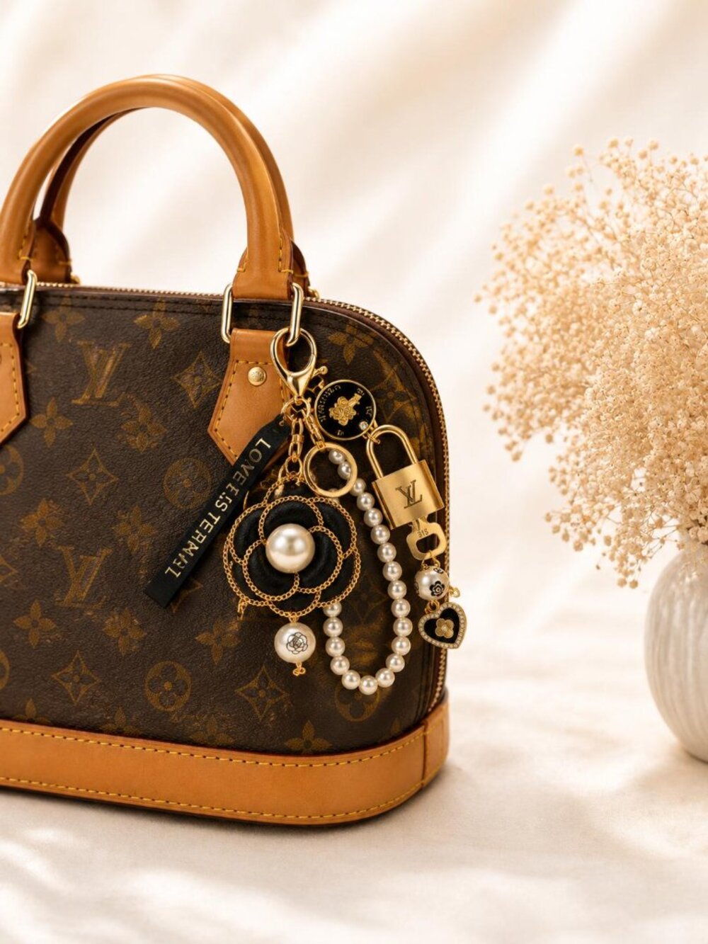 Authentic Louis Vuitton Gold Lock 🔒 Unbranded Flower Keychain Bag Charm LV